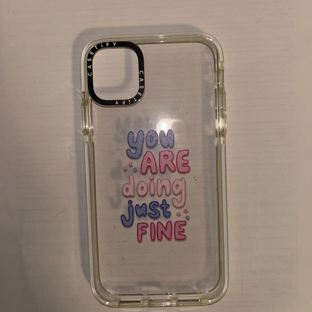 Casetify Clear Phone Case with Pink & Blue Positive Text